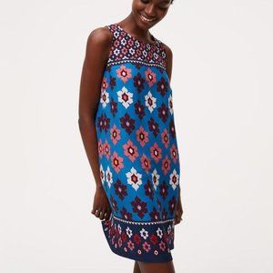NWT Loft  Geometric Floral Tie Back Shift Dress M